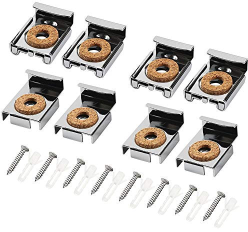 FYSL 8 Piezas Clips de Montaje de Espejo sin Marco Clips de Espejo de Metal con Resorte,Soportes de Espejos con Tacos y Tornillos