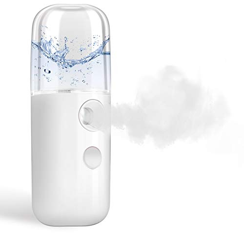 GIVERARE Nano vaporizador facial, práctico mini rociador, pulverizador de niebla recargable por USB, tanque de agua visual de 30 ml, hidratante e hidratante para cara, maquillaje diario, cuidado de la