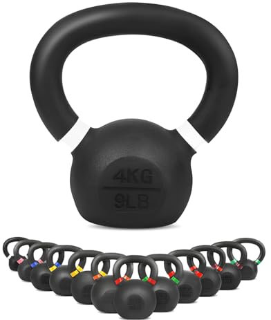 wuuhoo® Kettlebell Rocky, Kugelhantel 4kg - 32kg aus massivem Gusseisen mit Pulverbeschichtung, Gewicht aus Cast Iron, Schwunghantel für Dein Krafttraining - Fitnessgerät für Zuhause 4 kg