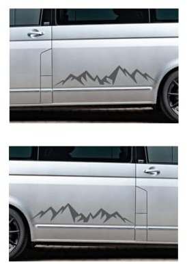Generisch 2 Stück Berg/ALM Auto Aufkleber, Gebirge Grafik, Silhouette, (319/1) (schwarz matt, 100 x 20 cm)