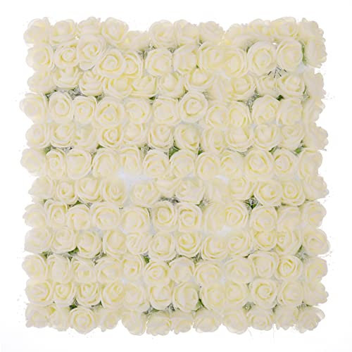 MWOOT White Artificial Rose Flower Heads, 144Pcs Small Fake Rose for DIY Wedding Accessories Make Bridal Hair Clips Headbands Dress, 2.5CM Faux Flower Heads for Crafts
