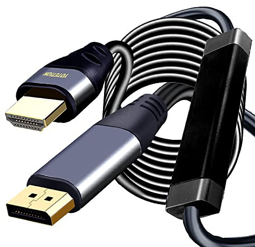Active 4K DisplayPort to HDMI Adpater Cable 12FT with IC, 4K60HZ ,1440P 60Hz, 1080P 120Hz, DP to HDMI for Dell, Monitor, Projector, Desktop, AMD, NVIDIA, Lenovo, HP,ThinkPad-Grey Samsung and More