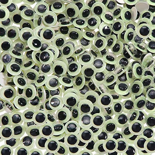 TOAOB 300 Stück Fluoreszierende Wackelaugen Selbstklebend Runde Schwarz 8mm Kunststoff Augen für Scrapbooking Kunsthandwerk Zubehör