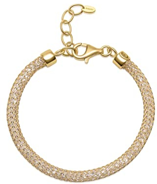 Amberta Bracelet en Argent Sterling 925 avec Diamant Simulée: Bracelet Plaque Or avec Cristaux