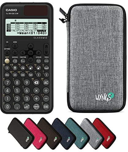 Casio fx-991DE CW ClassWiz inkl. WYNGS Schutztasche Hellgrau - Wissenschaftlicher Taschenrechner - Basic Set