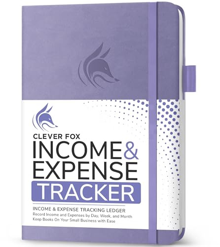 Clever Fox Income & Expense Tracker, Business Ledger 8.5x11 Lavender