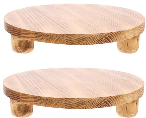 Yardwe 2stücke Holz Pflanzenständer Rundes Blumenpot Basis Dekorative Holzoptik Für Wohnzimmer Balkon Stabil Pflegeleicht Für Pflanzenliebhaber