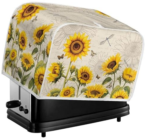 Kuiaobaty Fundas protectoras para tostadora de girasoles amarillos, 4 rebanadas, para máquina de pan, bolsas de tostadora de libélula de girasol con gancho