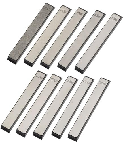 sourcing map 10pcs Sharpening Plate Set 80/200/400/500/600/800/1000/1500/2000/3000 Grit Lapping Plate Sharpener Kit with a Non-Slip Base