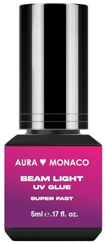 AURA Monaco | Beam Light UV Wimpernkleber Super Fast – Transparenter UV Lash Glue für Beam Light UV-LED-Systeme – 1 Sekunde Trocknungszeit, starker Halt und allergikerfreundlich – 5 ml (Pack of 1)