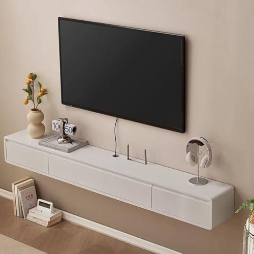 Floating TV Stand Floating TV Unit With 2 Drawers And 1 Door Wall Mounted Floating TV Unit Floating TV Stand Media Console Entertainment Gaming Storage(120 * 24 * 20cm)