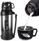 Flasks for Hot Drinks, 2L Stainless Steel Hot Water Bottle Thermos Flask with Cup, Large Thermos Vacuum Metal Flasks Coffee Thermos Camping Flask BPA Free for Hot and Cold Drinks, Keep Hot 24hours