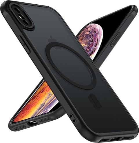 ivoler Matt Schwarz Magnetisch Hülle für iPhone XS und iPhone X 5.8 Zoll, Kompatibel mit MagSafe, [Militärnorm Sturzschutz] Stoßfest Kratzfest Schutzhülle Dünn Silikon Handyhülle Case