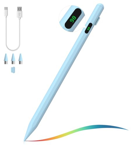 MoKo Stylus Pen für Touchscreen, Aktiver Universal Stylus Stift Kompatibel mit iPad/iPhone/Samsung (Nicht-S Pen)/Anderen iOS/Android Smartphone Tablet Geräten Tablet Stift mit Power Display, Blau