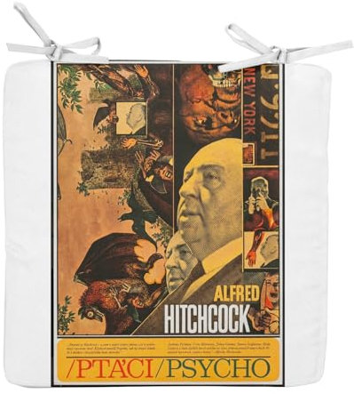 Fabulous Stuhlkissen, quadratisch, altes polnisches Filmposter, Psycho, Retro, Kinoposter, Vintage, 40 cm