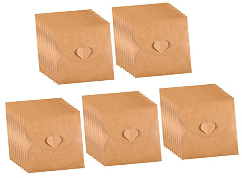 Angoily 50pcs Kraft Paper Cd Dvd Sleeves Envelopes Vintage Style Heart Button Closure for Party and Photo Storage