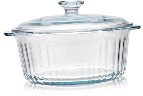 OFFSCH Glass Casserole Dish Lid Set of Serving Bowls Lids Round Covered Casserole Cookware Glass Bowl Set
