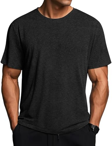 Weardear Sport T-tröjor herr snabbtorkande funktionell skjorta andas sportskjorta sommar löpartröja kortärmad fitness träningströja, svart, XXL