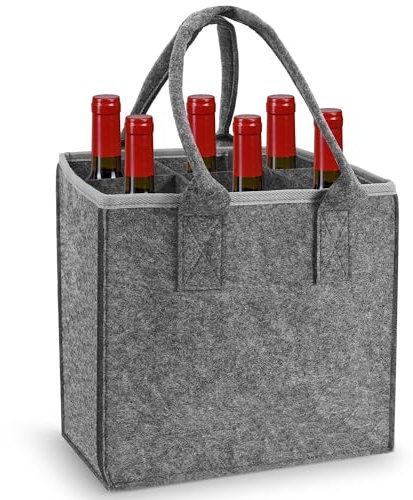 Flaschenträger 6 Flaschen, Hergestellt aus hochwertigem Filz Flaschentasche, Flaschenkorb Faltbar, Wiederverwendbare Männerhandtasche, Getränketräger für 1.5L Flaschen, Bierflaschen, Weinflaschen