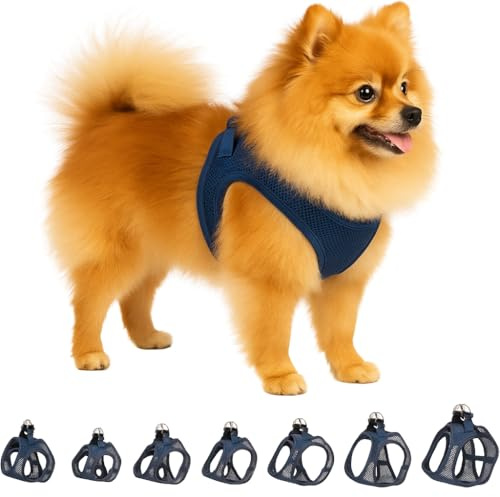 Hundegeschirr - hundegeschirr kleine Hunde - 30–35cm A. Brust / 37–40cm B. Bauch - Flamingo Harness Step&Go Bento Dunkelblau S