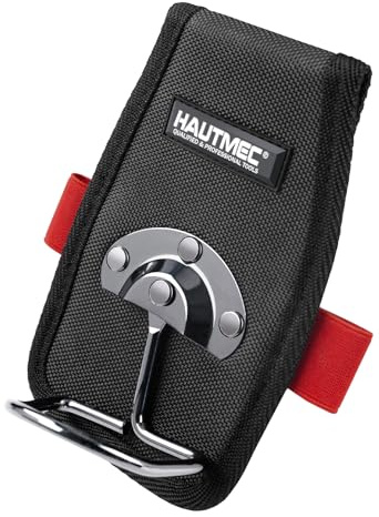 HAUTMEC Hammer Holder for Tool Belt, Heavy-Duty Universal Hammer Loop Holster with a Snap-in and Swing Design, 2 Elastic Tool Holders, Strong Rivet for Extra Durability - HT0412