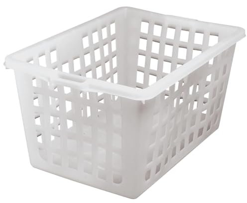 EffeDecor Cesta Porta Pane in Plastica Bianca Traforata 60 Litri Made in Italy Ideale per Conservare Contenere Pane 59x42xH32 cm