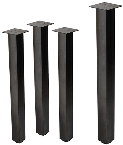 ML-Design Set med 4 Bordben I-Design 90 cm Mörkgrå med Industriell Stil Tillverkade av Pulverlackerat Stål 8x8 cm Profil Höjdjusterbara Fötter Ben för Konsolbord Skrivbord och Arbetsytor
