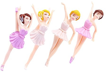 MILISTEN 4 Stück Dekoration Elegante Ballerina Figuren für Geburtstagskuchen Muffins und Desserts Süße Tortenaufsätze und Party Deko für Mädchengeburtstage