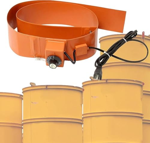Calentador de tambor de aceite con termostato ajustable, calentador de banda de silicona de 30-150 ℃ para cubo de agua de 2000 W y cubo, solución de calefacción de tambor y cubeta de 174 x 25 cm