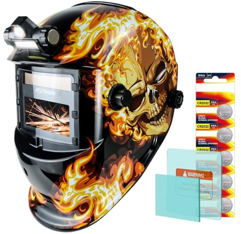 TRQWH Schweißhelm mit automatischer Verdunkelung und hellen echten Farben, solarbetriebene Schweißmaske mit 2 Lichtbogen-Sensoren, breiter Schatten, 4/9–13, für WIG, MIG, ARC, Cool Schweißermaske