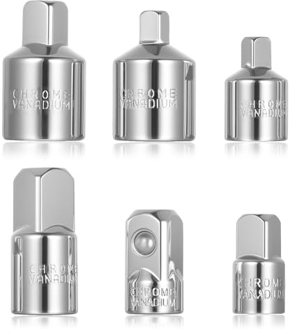 6 PzAdattatore Bussola, Adattatore Chiave a Bussola, Adattatori per Bussole, Chiave Cricchetto Adattatore da 1/2 3/8 1/4 per Chiavi a Cricchetto o Dinamometrica(Argento)