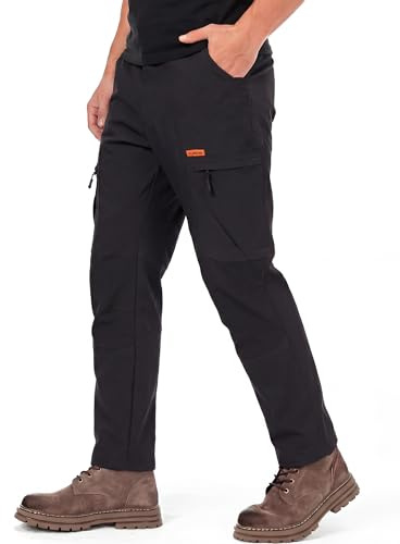 Elainone Wanderhose Herren Outdoor Hosen Stretch Trekkinghose Arbeitshosen Männer Mit 5 Taschen für Viele Outdoor-Aktivitäten Schwarz L
