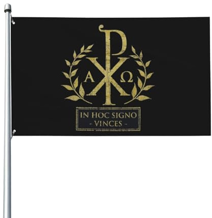 Bandiera Da Giardino Labarum Chi Rho Roman Imperial Garden Flag Lavabile Bandiera Da Cortile Antivento Bandiere Decorative Per Festival Feste Esterno 90X152CM