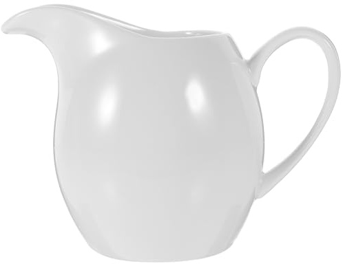 Petite Cruche à Sauce en Céramique Blanche 330ml Cuisine | Bec Anti-goutte, Prise en Main Confortable, Service sans Coulure, Style Simple, pour Restaurants Cuisine Occidentale