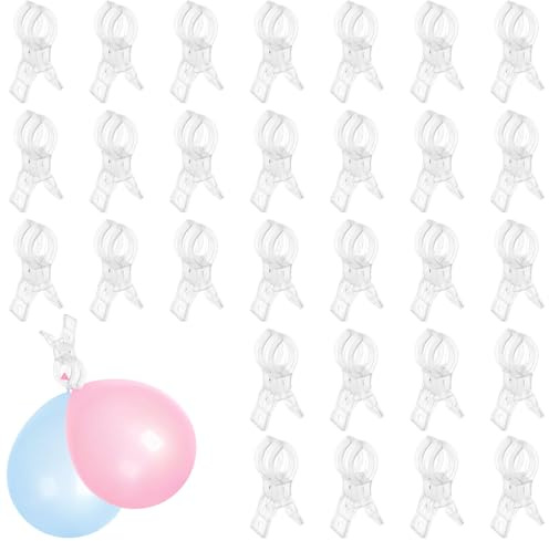 30 mollette trasparenti per palloncini con apertura di 5,2 cm, robuste clip per arco di palloncini, matrimoni, compleanni, decorazioni per fotografie