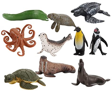 SZLIFE 4 Pezzi Figurine Creature Oceaniche Set Animali Marini Tartarughe Plastica Realistica Educativo Giocattolo Adatti per Bagno Festa Regalo Bambini