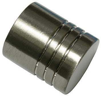 GARDINIA Endknöpfe für Gardinenstangen, 2 x Endstück Zylinder Profil, Serie Memphis, Metall, Edelstahl-Optik, Ø 16 mm