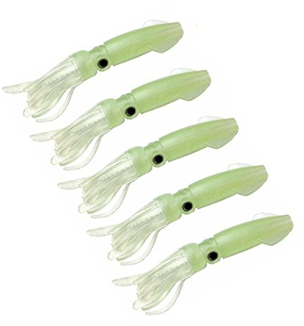 weiche Luminous Octopus Schleppen Salzwasser Köder Squid Rock Angelköder Glow in Dark, 10,5 cm, (5 x)