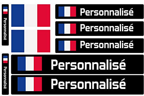Autocollants personnalisés avec drapeau et nom à coller sur les vélos, scooters, motos, voitures et accessoires. Étiquettes en vinyle imperméables 100% personnalisables. (Color, Small)