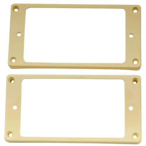 Musiclily Pro Curved Kunststoff Humbucker Pickup Ring Humbucker Tonabnehmer Rahmen Bridge Neck Humbucker Frame Set für China Epiphone E-Gitarre, Creme