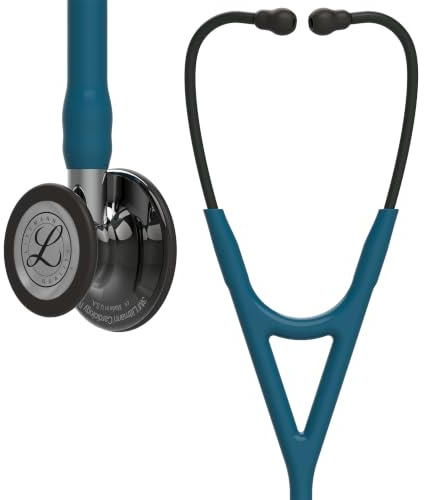 Littmann Cardiology IV Stethoskop, 6234, Schlauch Karibikblau | Hochglanzpoliertes rauchfarbenes Bruststück, hochglanzpolierter Anschluss, rauchfarbener Ohrbügel. Für Ärzte und Studenten