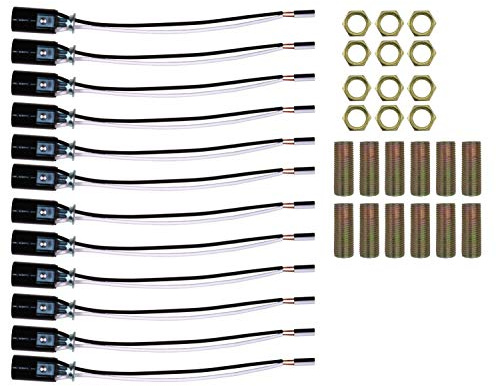 Creative Hobbies #SOCKETHW Candelabra Base Lamp Holder Light Socket, 6 Inch Wire Leads - Mounting Hardware Included | 12 Pack