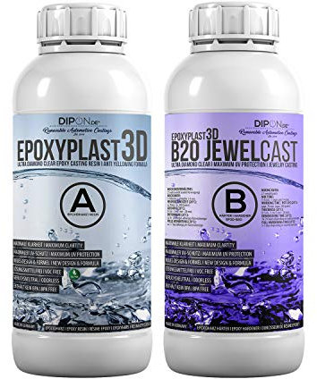 Epoxidharz EpoxyPlast 3D B20 Jewel Cast 0,75 KG für Resin Art I Ultra Diamantklar I Exzellenter UV Schutz I Schmuck I Gießharz I Glasklar I Formenbau I Premium Produkt I Schnellhärtend I Holz Glas