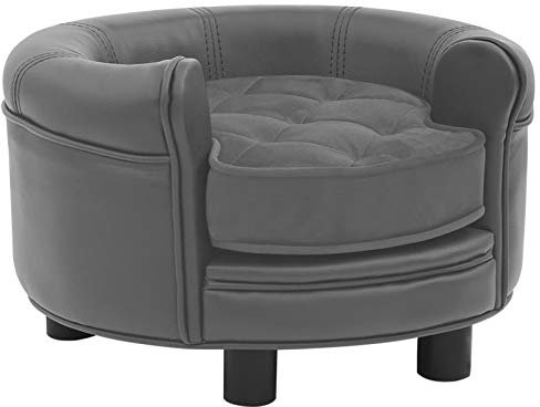 Tidyard Hundesofa Haustiersofa Hundecouch Hundesofa Hundebett Hundematte Grau 48x48x32 cm Plüsch und Kunstleder