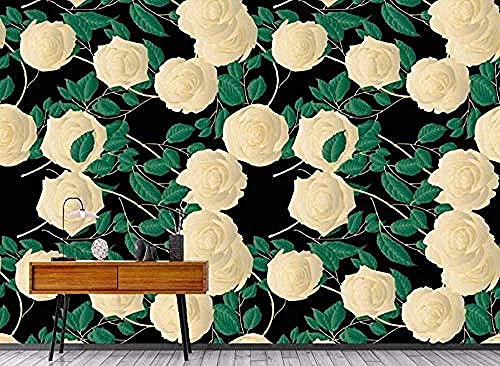 ZHEN WALLPAPER Rétro Feuille Verte Fleur Simple Papier Peint Mur Papier Peint Décoration 3D Papier Peint Pâte Salon Le Mur pour Chambre Murale * 150cmx105cm (59.1x41.3inch)