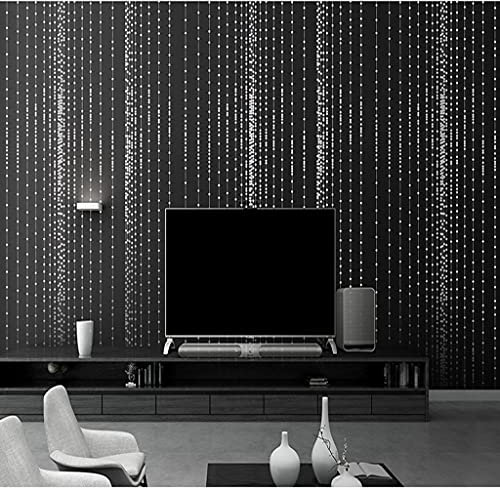 VEESYV Tapeten fürs Wohnzimmer wasserdichte PVC-Tapeten Einfache Schwarze Und Weiße Perlenvorhang-vertikale Streifentapete,Wohnzimmer-Schlafzimmer-TV-Hintergrundtapete (Color : Black)