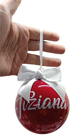 Palla per Albero Di Natale IN VETRO Rossa 10CM Personalizzata pallina con Nome o Scritta DECORAZIONE NATALIZIA