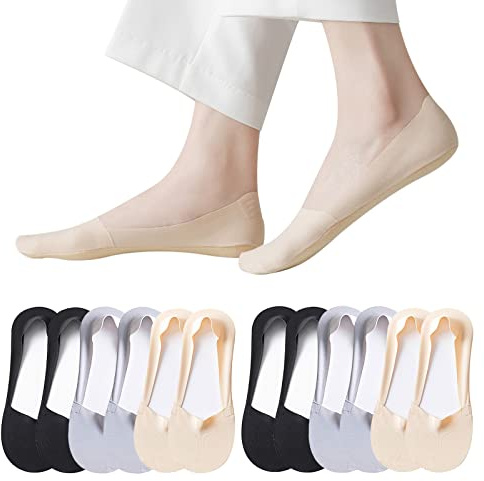 Caudblor 6 Pares Calcetines Invisibles Hombre Mujer Antideslizante Calcetines Cortos Multicolor 38-44