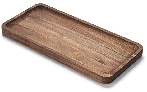 Akazienholz Serviertablett 30 x 14 x 2 cm – Rechteckiges Holztablett, Servierplatte für Vorspeisen, Charcuterie & Snacks, Ablagetablett für Küche, Waschtisch oder Arbeitsplatte