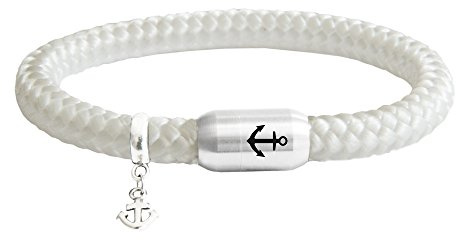 Das Original Segeltau-Armband, Unisex, mit hochwertigem Magnetverschluss & Anker Gravur, Anker-Anhänger, geflochten, handmade, 8 mm Durchmesser, für Damen & Herren, hochwertig verarbeitet & stilvoll